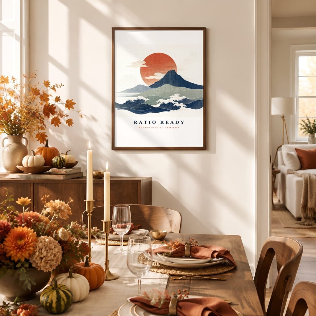 Thanksgiving Wall Art & Poster Mockup Bundle — Fall Frame and Gallery PSD Templates (40 Scenes): mockup scene 4 of 40