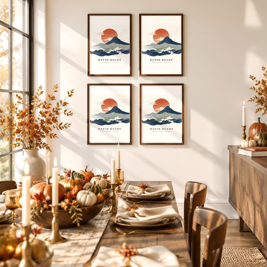Thanksgiving Wall Art & Poster Mockup Bundle — Fall Frame and Gallery PSD Templates (40 Scenes): mockup scene 40 of 40