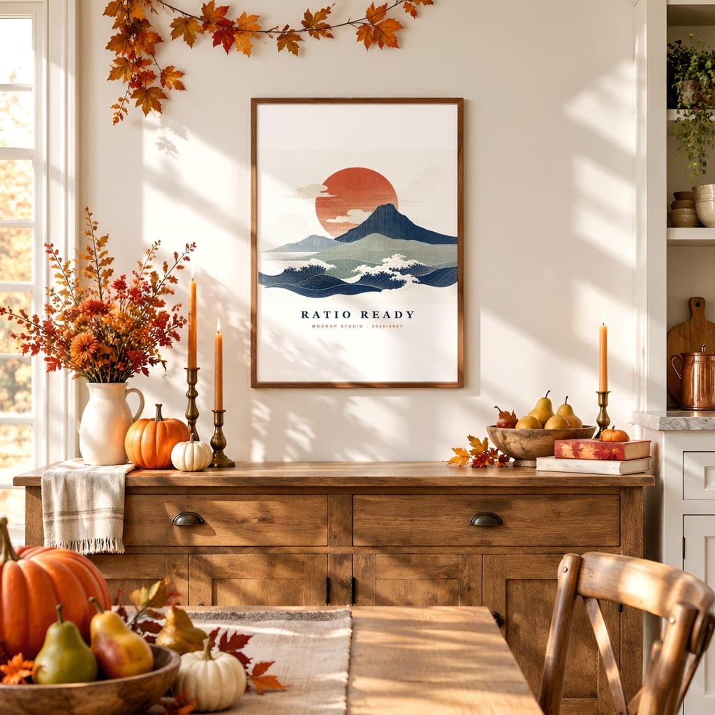Thanksgiving Wall Art & Poster Mockup Bundle — Fall Frame and Gallery PSD Templates (40 Scenes): mockup scene 5 of 40