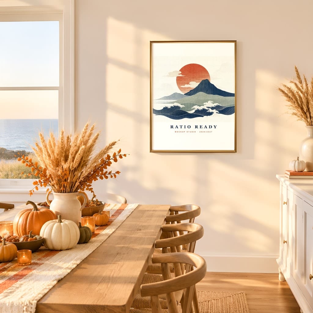 Thanksgiving Wall Art & Poster Mockup Bundle — Fall Frame and Gallery PSD Templates (40 Scenes): mockup scene 6 of 40