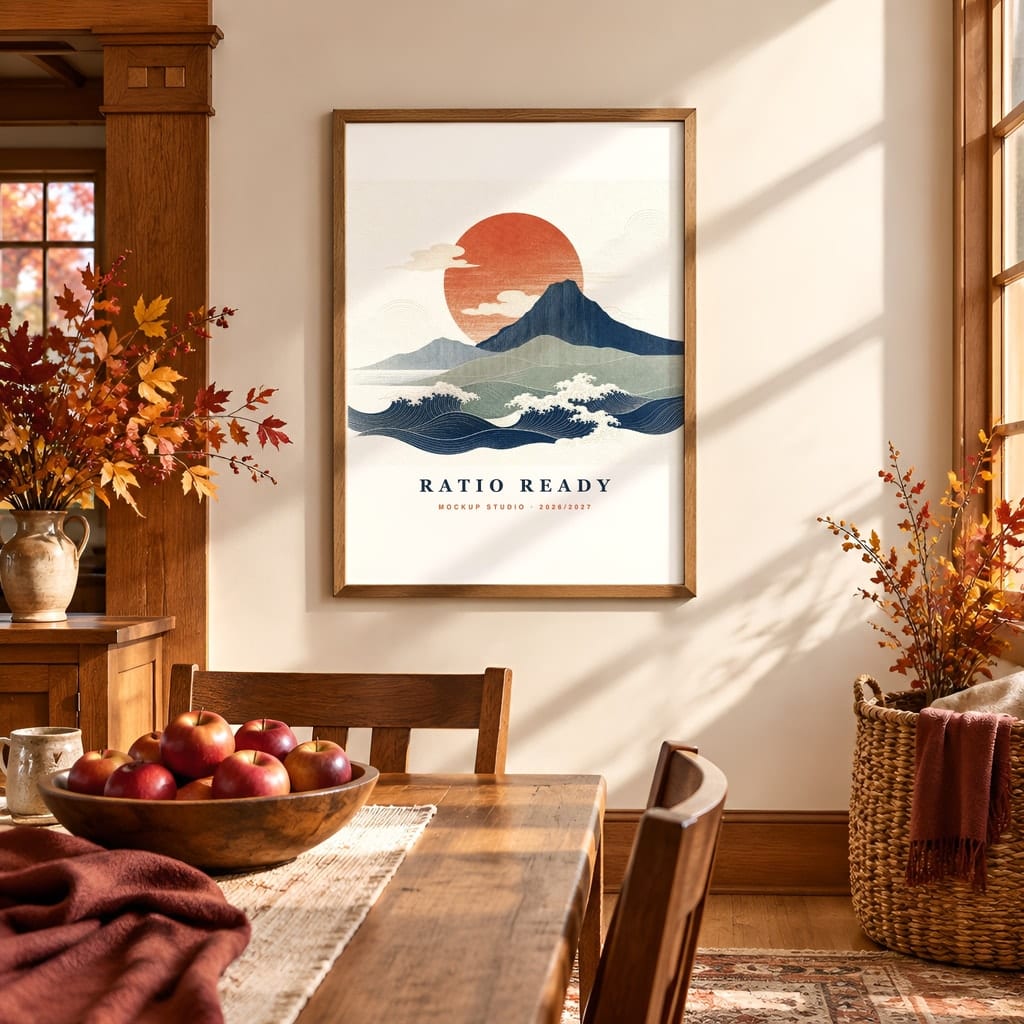 Thanksgiving Wall Art & Poster Mockup Bundle — Fall Frame and Gallery PSD Templates (40 Scenes): mockup scene 7 of 40