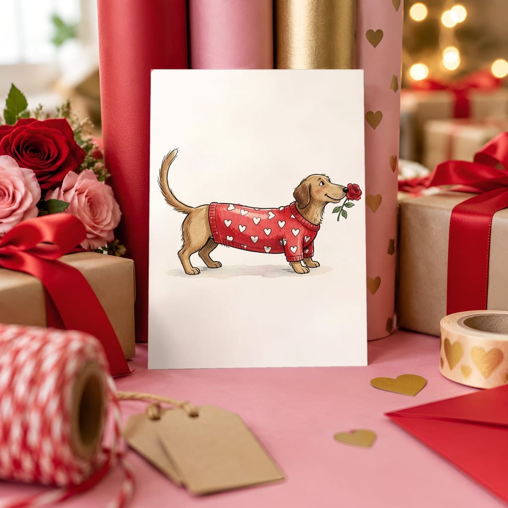 Valentines Card Mockup Bundle — 20 Red and Pink 5x7 Greeting Card PSD Mockups: mockup scene 14 of 20