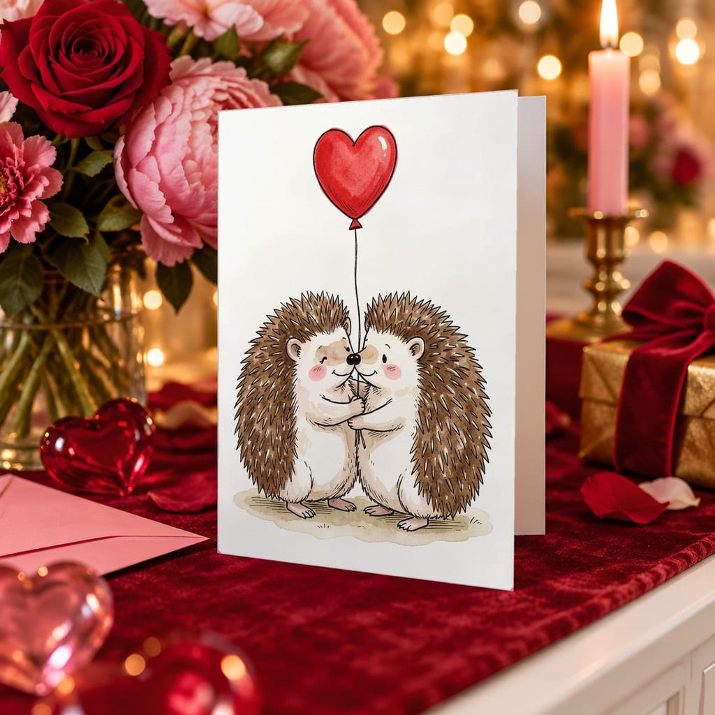Valentines Card Mockup Bundle — 20 Red and Pink 5x7 Greeting Card PSD Mockups: mockup scene 16 of 20