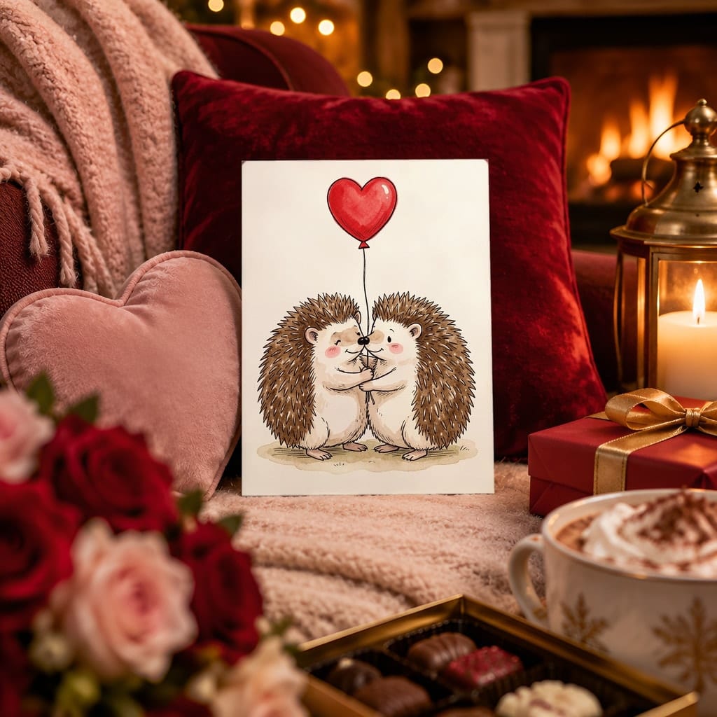 Valentines Card Mockup Bundle — 20 Red and Pink 5x7 Greeting Card PSD Mockups: mockup scene 17 of 20