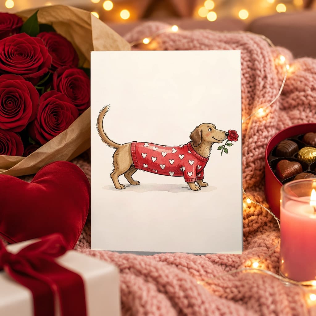 Valentines Card Mockup Bundle — 20 Red and Pink 5x7 Greeting Card PSD Mockups: mockup scene 4 of 20