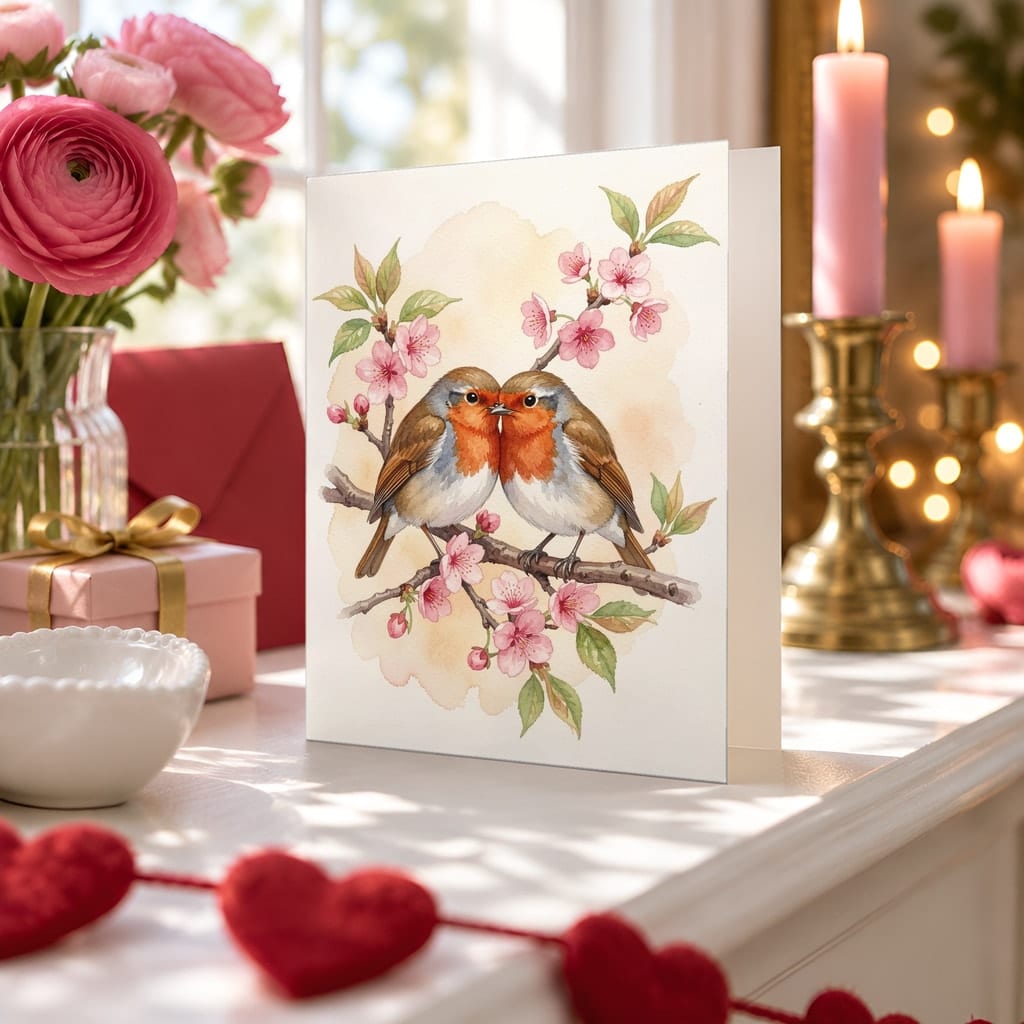 Valentines Card Mockup Bundle — 20 Red and Pink 5x7 Greeting Card PSD Mockups: mockup scene 5 of 20