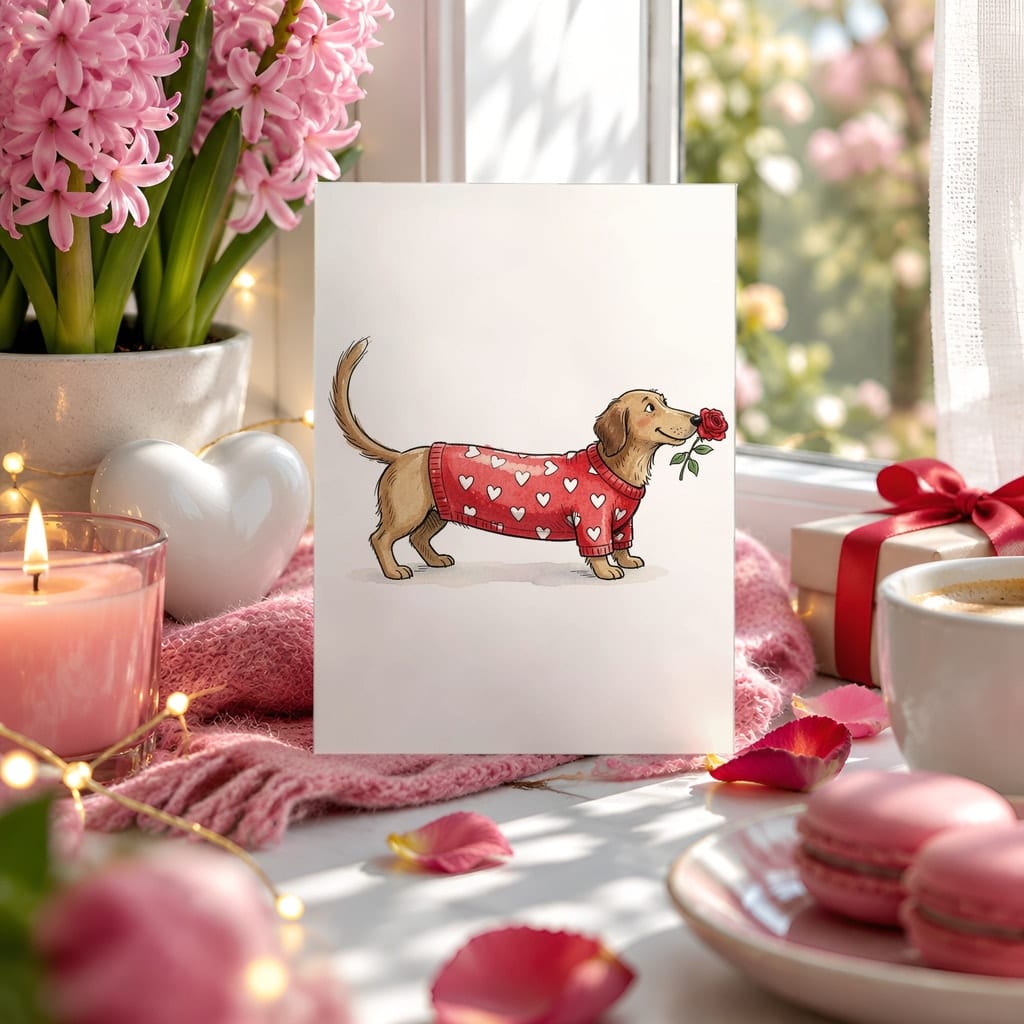 Valentines Card Mockup Bundle — 20 Red and Pink 5x7 Greeting Card PSD Mockups: mockup scene 8 of 20