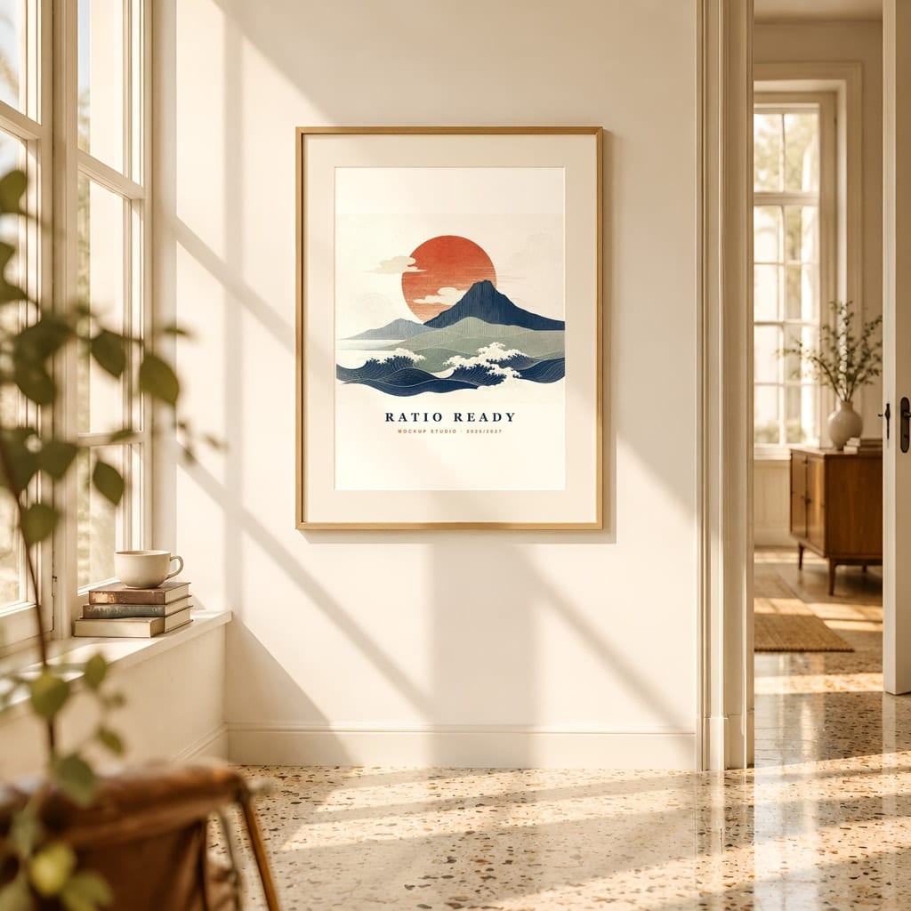 Warm Light Frame Mockup Bundle — Vintage Film Look Wall Art PSD Templates (40 Scenes) — first mockup scene from the pack