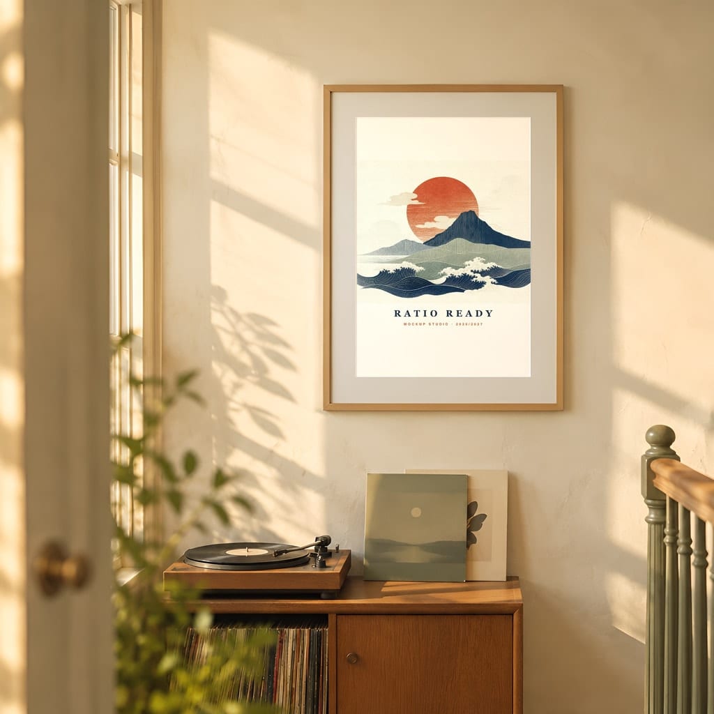 Warm Light Frame Mockup Bundle — Vintage Film Look Wall Art PSD Templates (40 Scenes): mockup scene 10 of 40