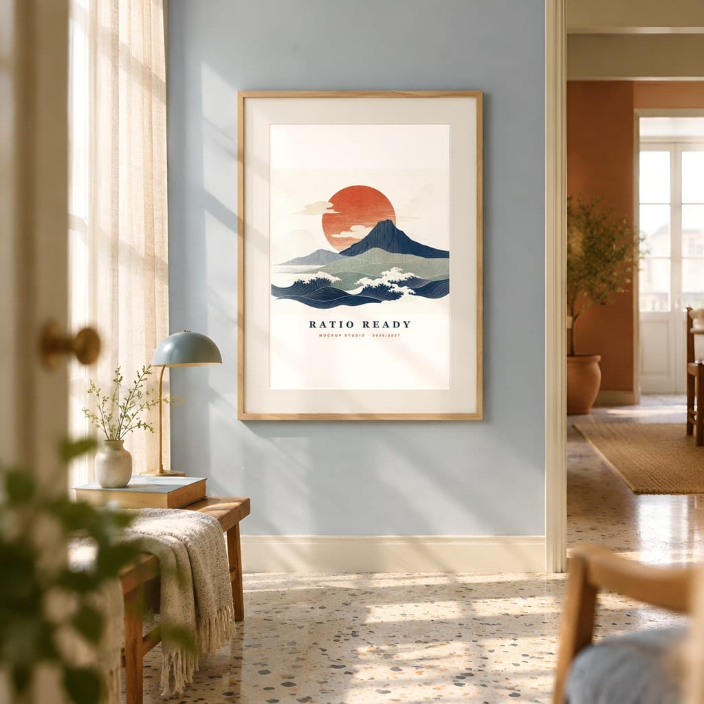 Warm Light Frame Mockup Bundle — Vintage Film Look Wall Art PSD Templates (40 Scenes): mockup scene 11 of 40