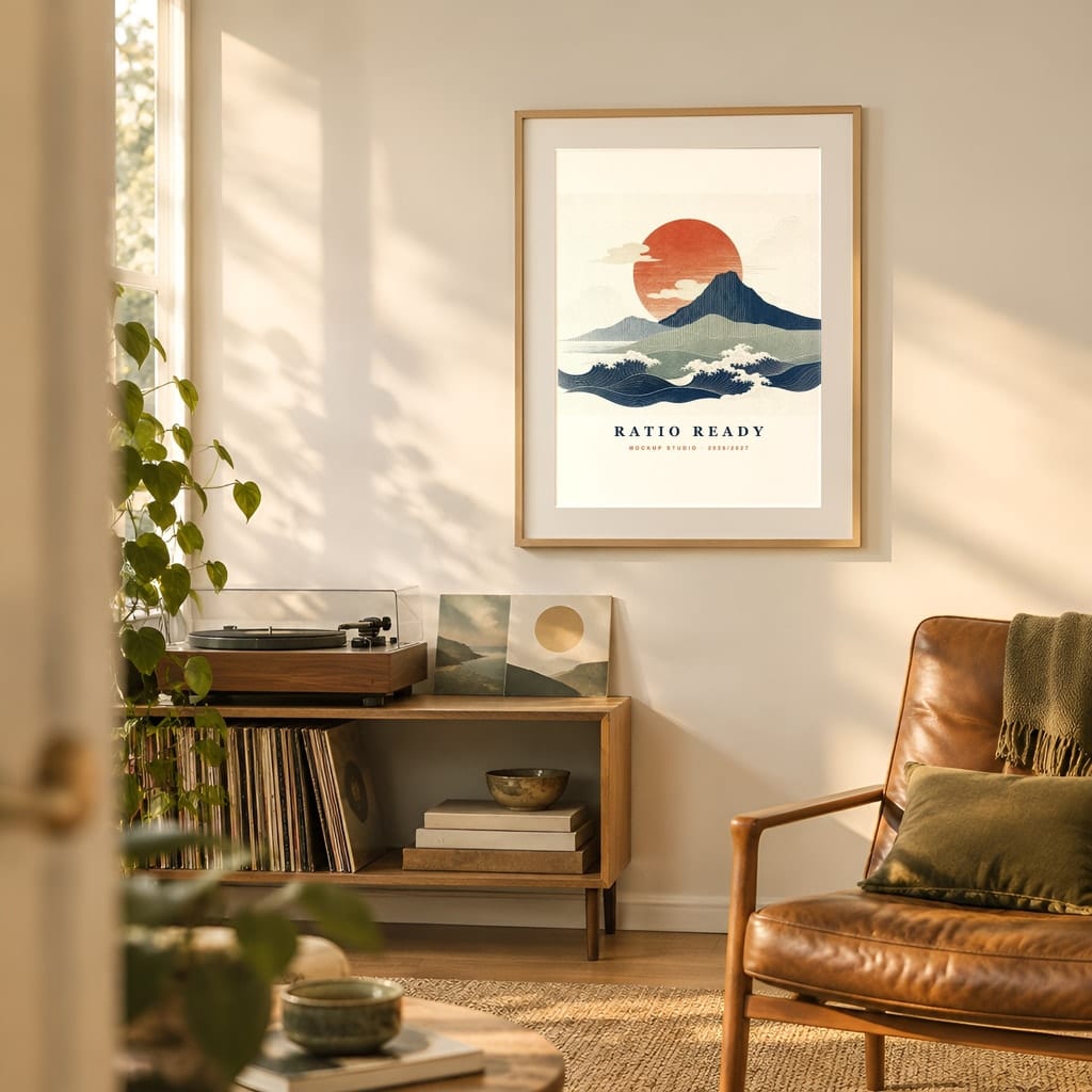 Warm Light Frame Mockup Bundle — Vintage Film Look Wall Art PSD Templates (40 Scenes): mockup scene 14 of 40