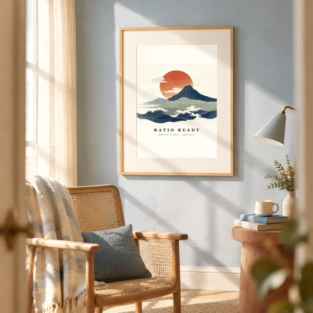 Warm Light Frame Mockup Bundle — Vintage Film Look Wall Art PSD Templates (40 Scenes): mockup scene 19 of 40