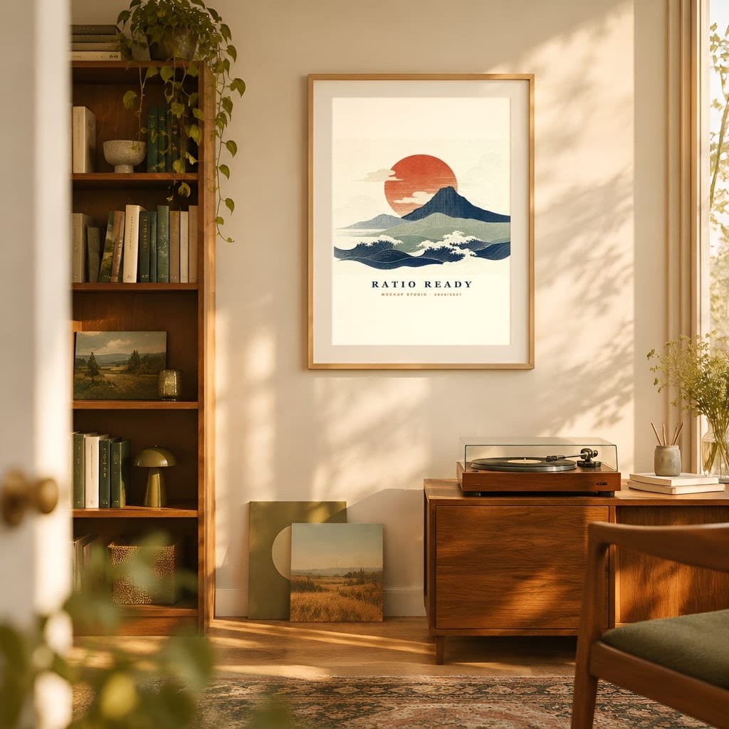Warm Light Frame Mockup Bundle — Vintage Film Look Wall Art PSD Templates (40 Scenes): mockup scene 2 of 40