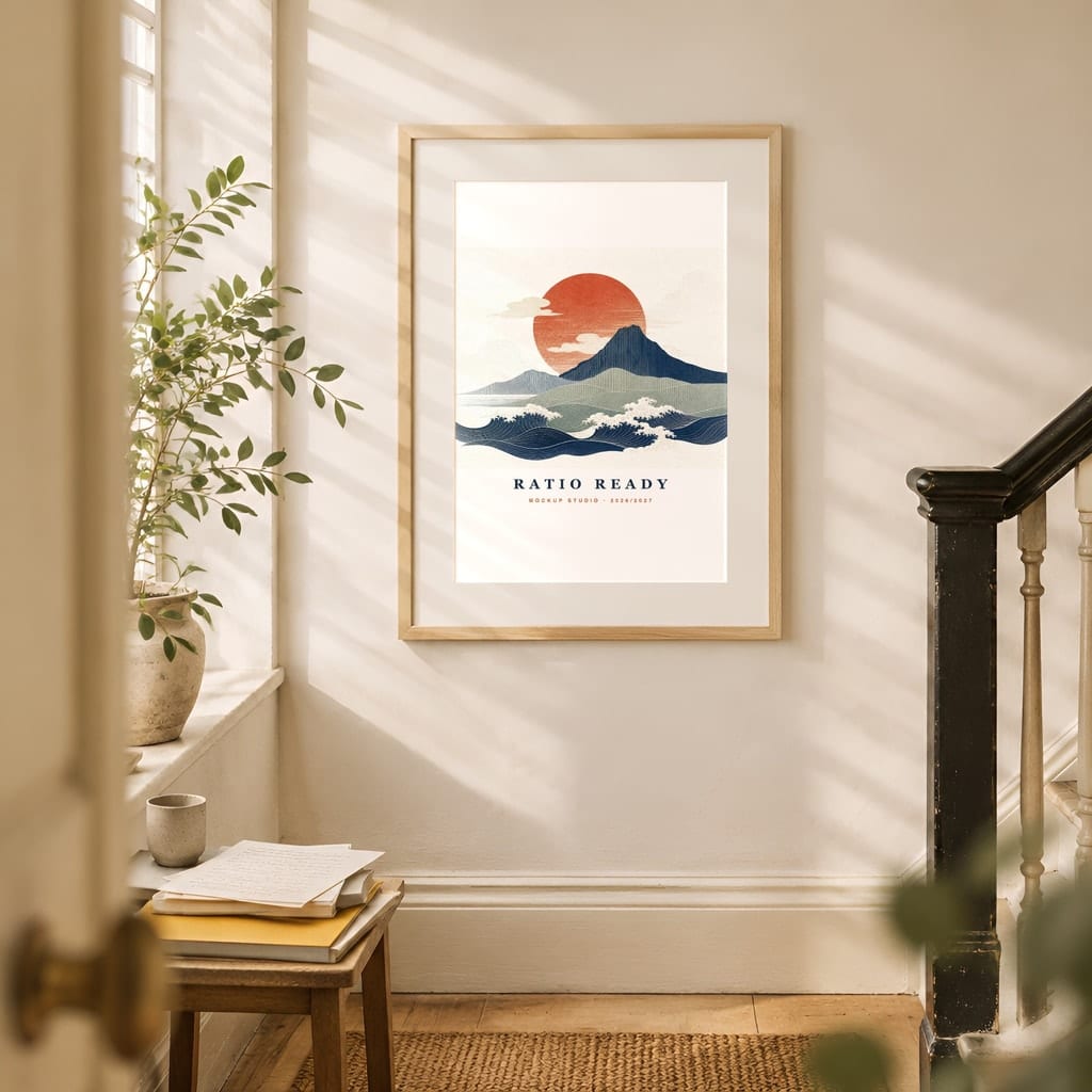 Warm Light Frame Mockup Bundle — Vintage Film Look Wall Art PSD Templates (40 Scenes): mockup scene 20 of 40