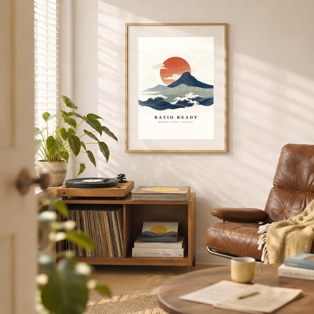Warm Light Frame Mockup Bundle — Vintage Film Look Wall Art PSD Templates (40 Scenes): mockup scene 24 of 40