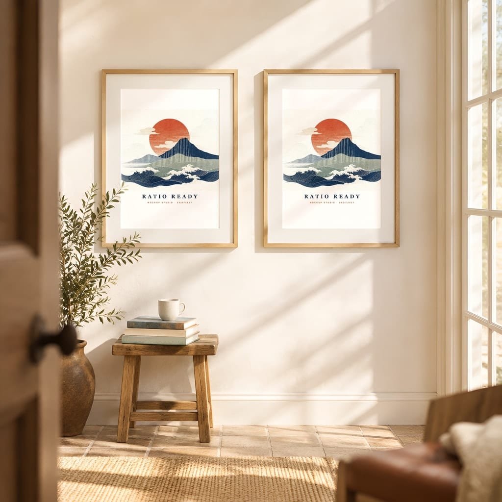 Warm Light Frame Mockup Bundle — Vintage Film Look Wall Art PSD Templates (40 Scenes): mockup scene 25 of 40