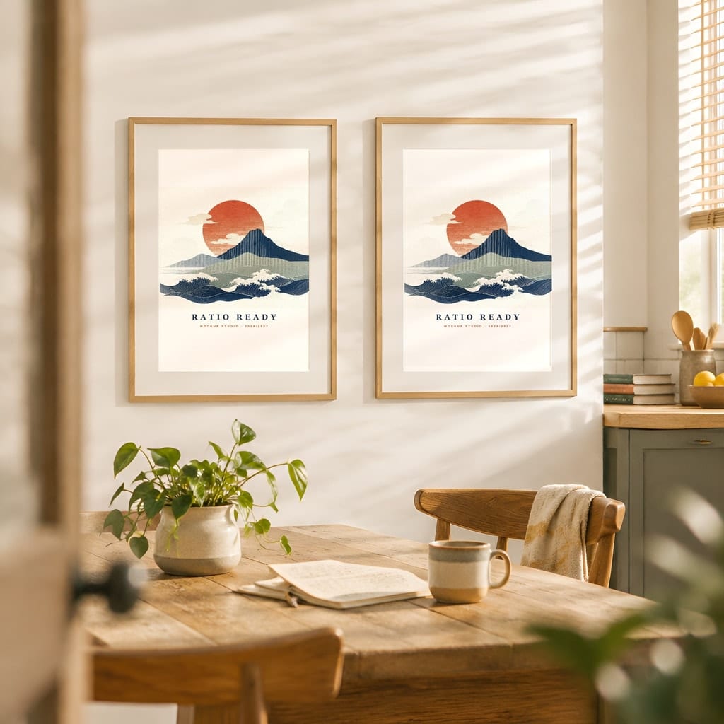 Warm Light Frame Mockup Bundle — Vintage Film Look Wall Art PSD Templates (40 Scenes): mockup scene 28 of 40