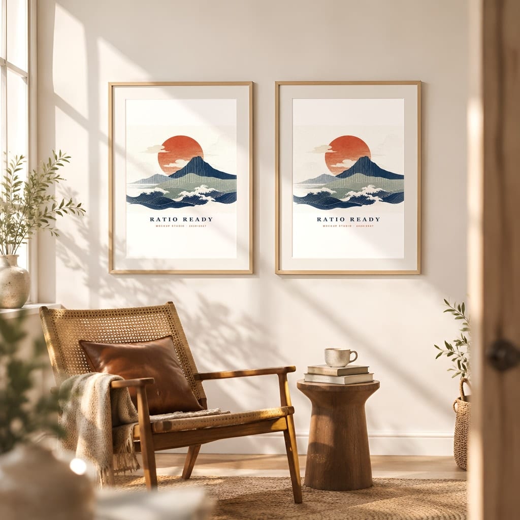 Warm Light Frame Mockup Bundle — Vintage Film Look Wall Art PSD Templates (40 Scenes): mockup scene 29 of 40