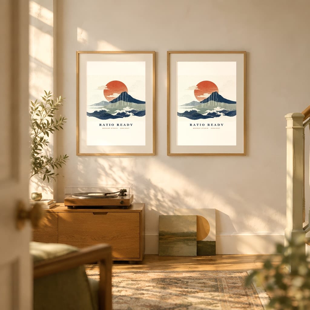 Warm Light Frame Mockup Bundle — Vintage Film Look Wall Art PSD Templates (40 Scenes): mockup scene 30 of 40