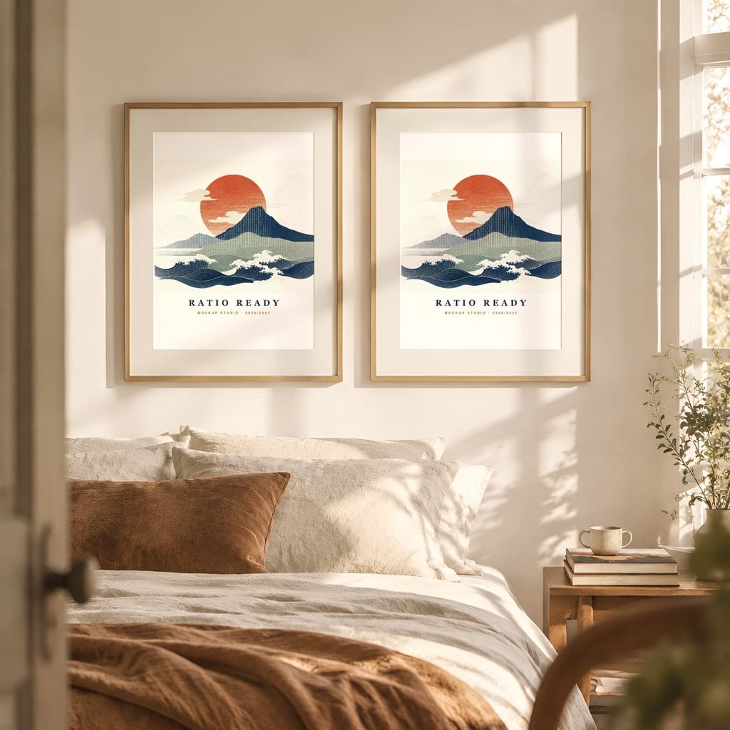 Warm Light Frame Mockup Bundle — Vintage Film Look Wall Art PSD Templates (40 Scenes): mockup scene 33 of 40