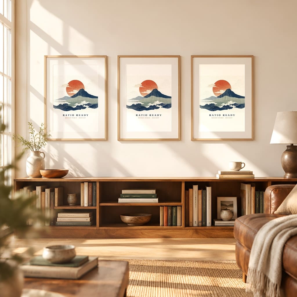 Warm Light Frame Mockup Bundle — Vintage Film Look Wall Art PSD Templates (40 Scenes): mockup scene 37 of 40