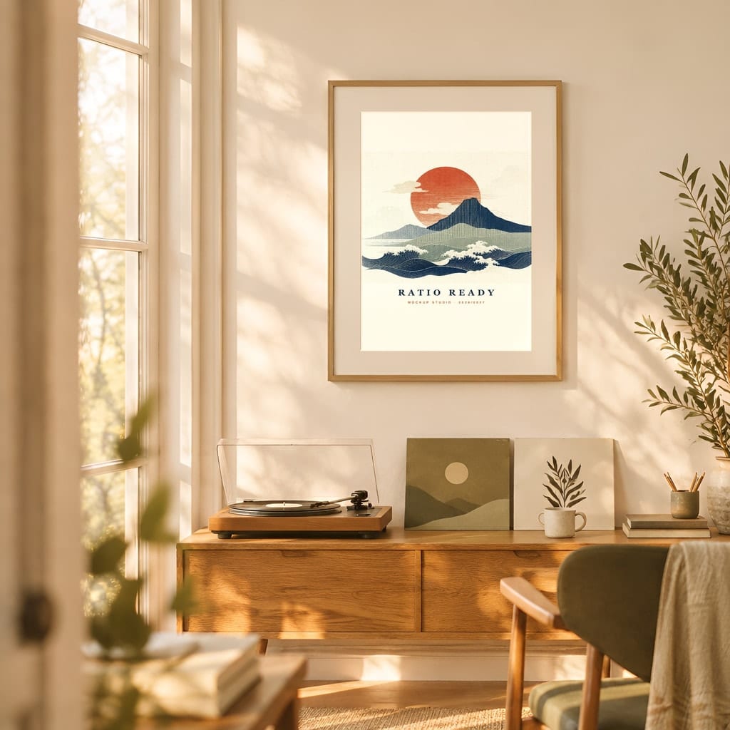 Warm Light Frame Mockup Bundle — Vintage Film Look Wall Art PSD Templates (40 Scenes): mockup scene 6 of 40