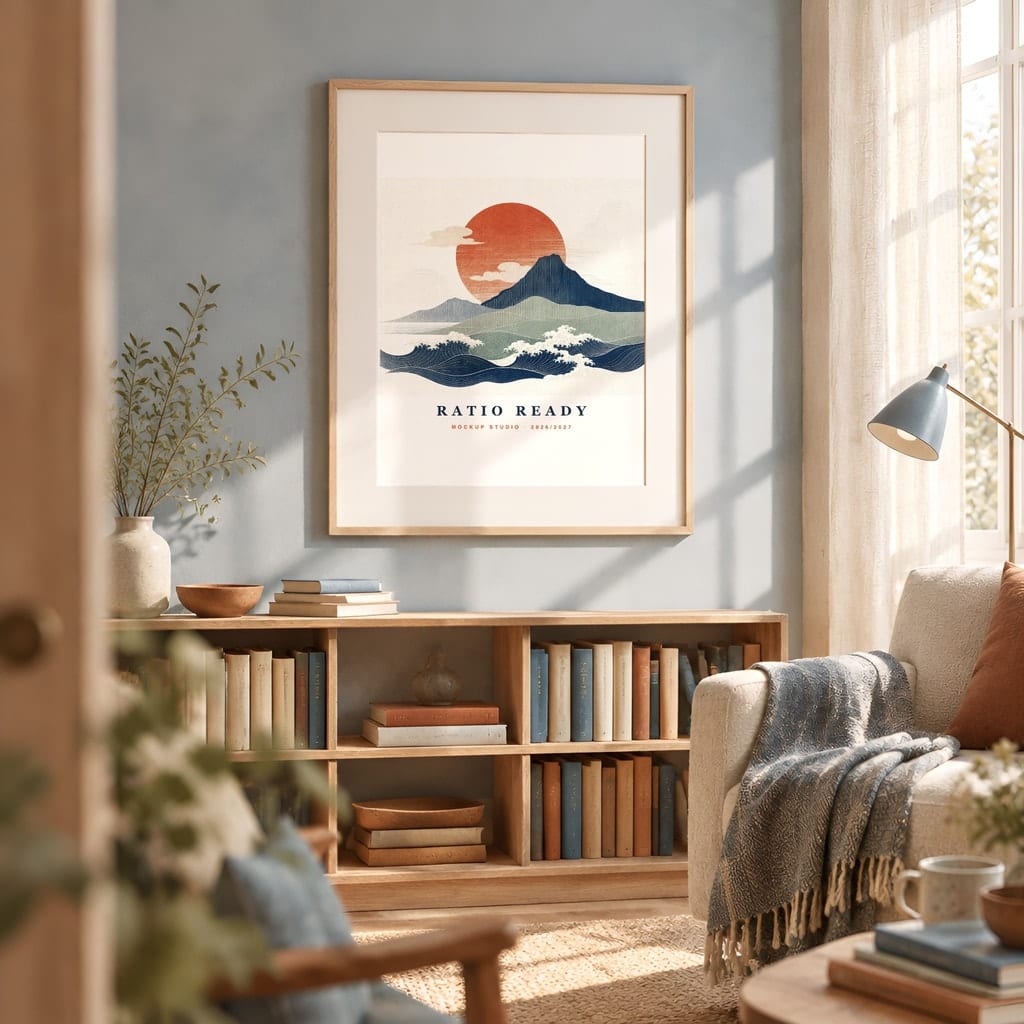 Warm Light Frame Mockup Bundle — Vintage Film Look Wall Art PSD Templates (40 Scenes): mockup scene 7 of 40