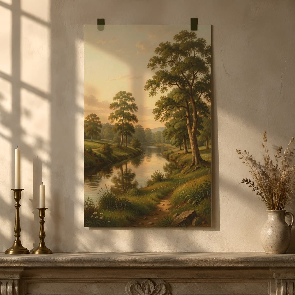 Art Print Mockup Bundle — 20 Vertical Unframed Vintage Wall Art PSD Mockups: mockup scene 3 of 20
