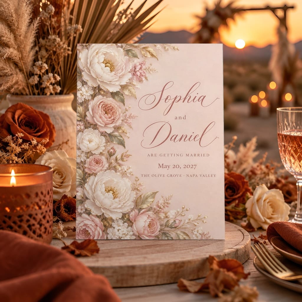 Wedding Invitation Mockup Bundle — 20 Vertical 5x7 Luxury PSD Mockups: mockup scene 14 of 20