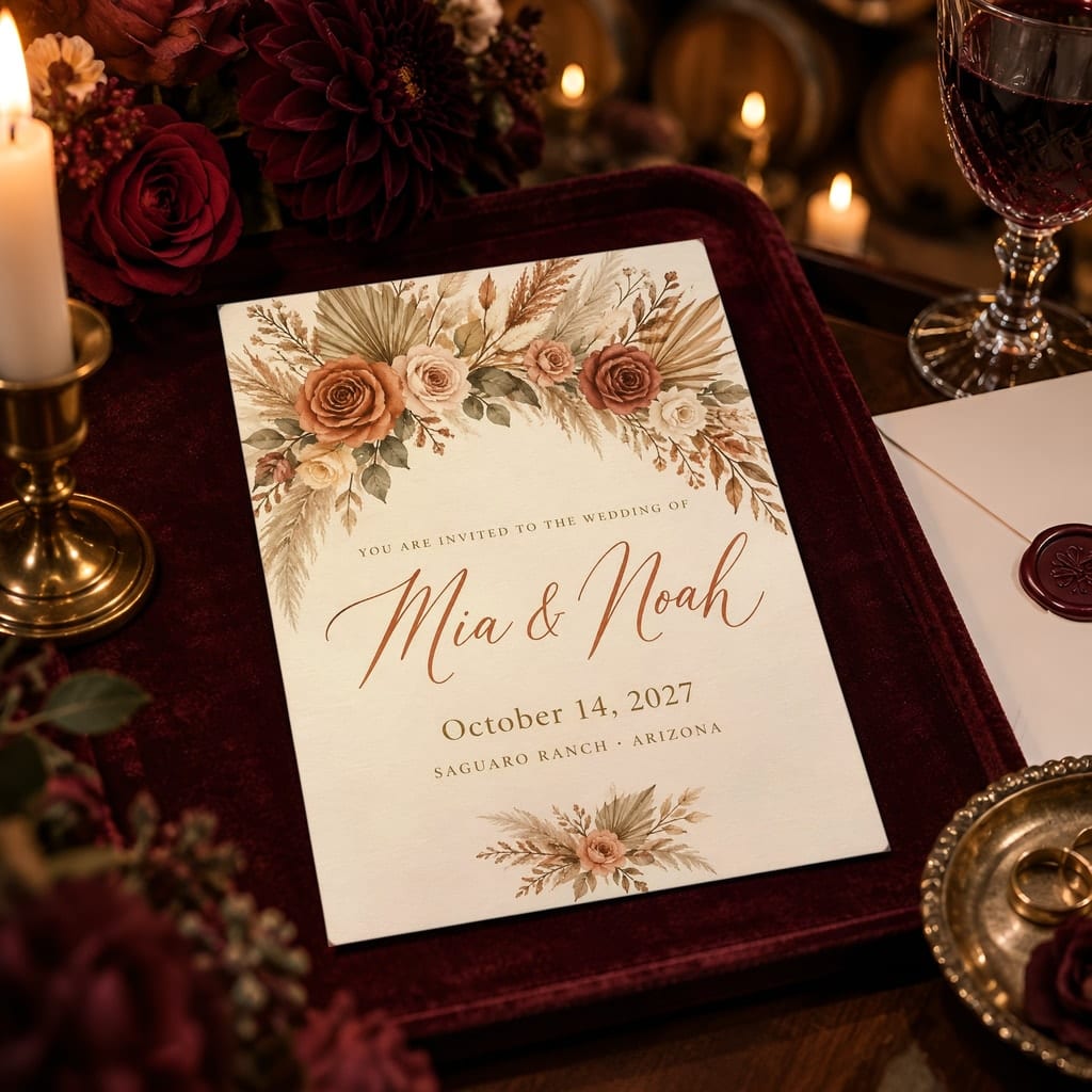 Wedding Invitation Mockup Bundle — 20 Vertical 5x7 Luxury PSD Mockups: mockup scene 16 of 20