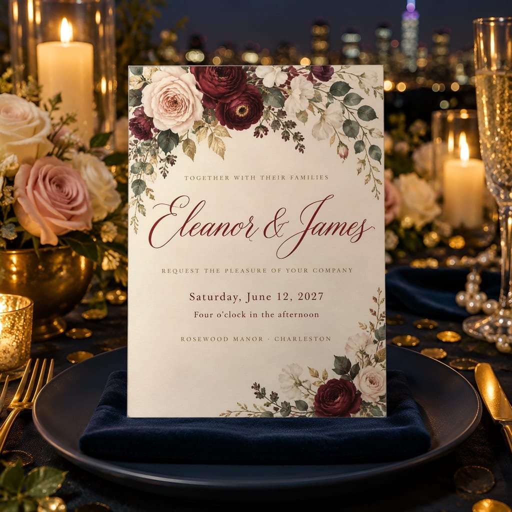 Wedding Invitation Mockup Bundle — 20 Vertical 5x7 Luxury PSD Mockups: mockup scene 18 of 20