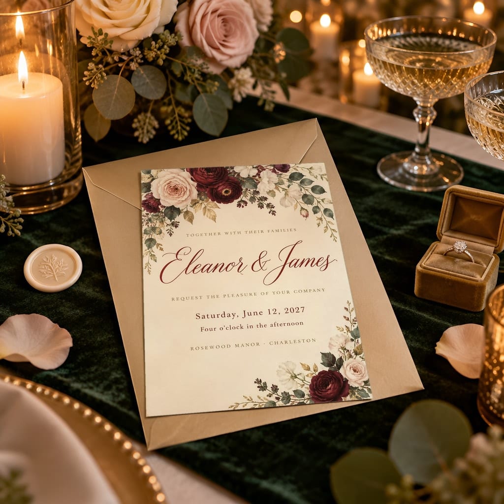 Wedding Invitation Mockup Bundle — 20 Vertical 5x7 Luxury PSD Mockups: mockup scene 19 of 20