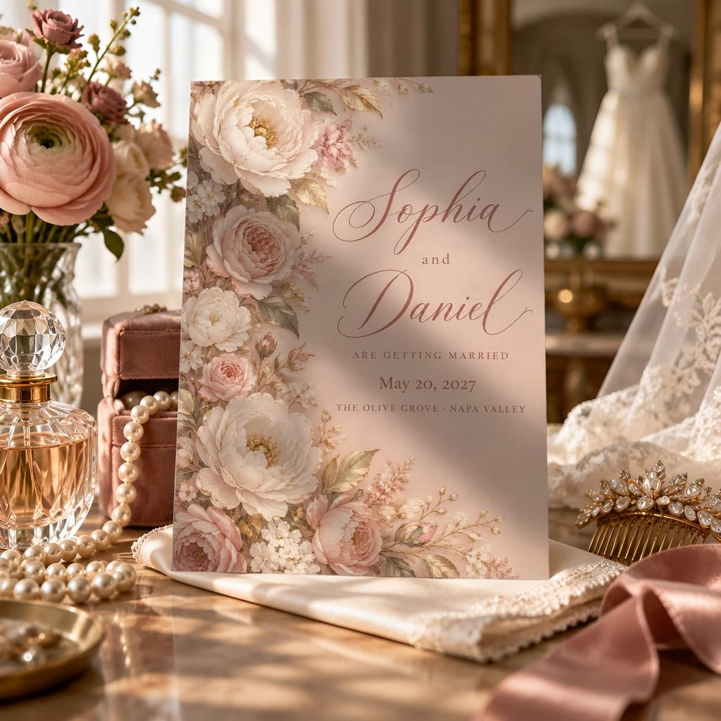 Wedding Invitation Mockup Bundle — 20 Vertical 5x7 Luxury PSD Mockups: mockup scene 3 of 20