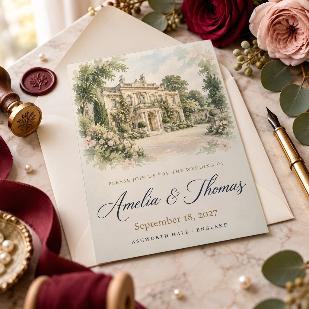 Wedding Invitation Mockup Bundle — 20 Vertical 5x7 Luxury PSD Mockups: mockup scene 4 of 20