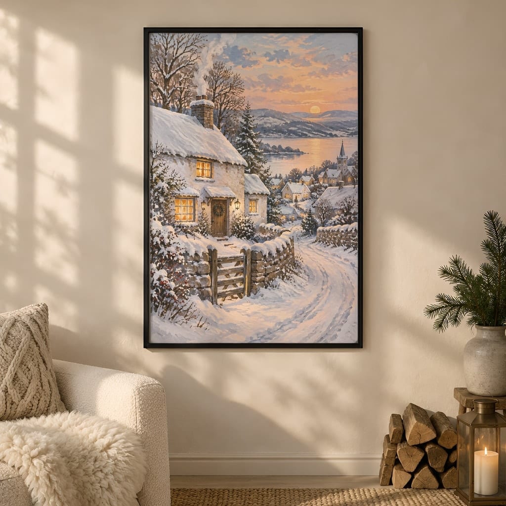 Winter Frame Mockup Bundle — 40 Vertical White and Wool Wall Art PSD Mockups: mockup scene 10 of 40