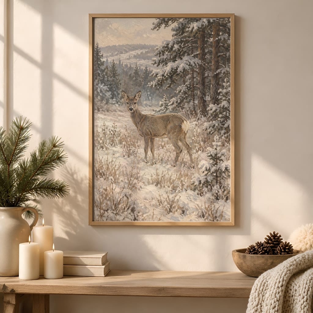 Winter Frame Mockup Bundle — 40 Vertical White and Wool Wall Art PSD Mockups: mockup scene 14 of 40