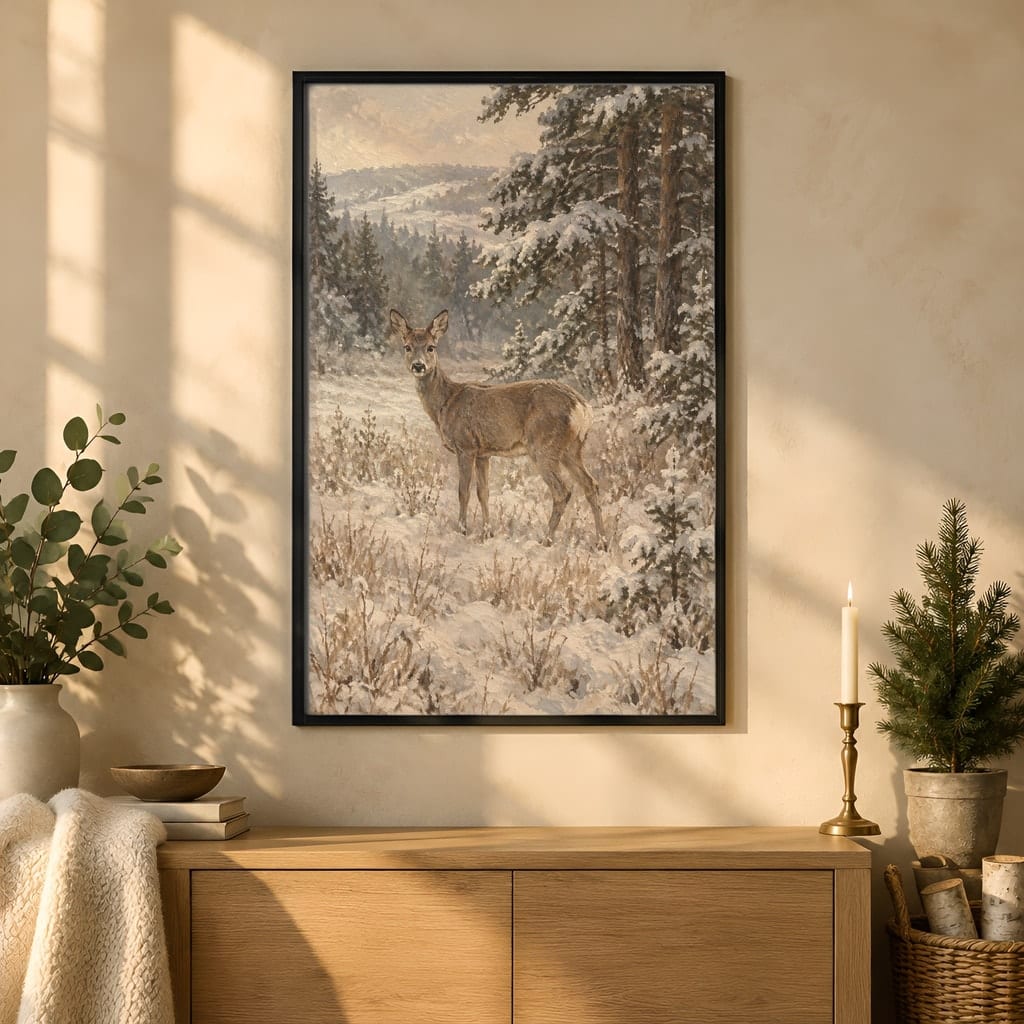 Winter Frame Mockup Bundle — 40 Vertical White and Wool Wall Art PSD Mockups: mockup scene 15 of 40