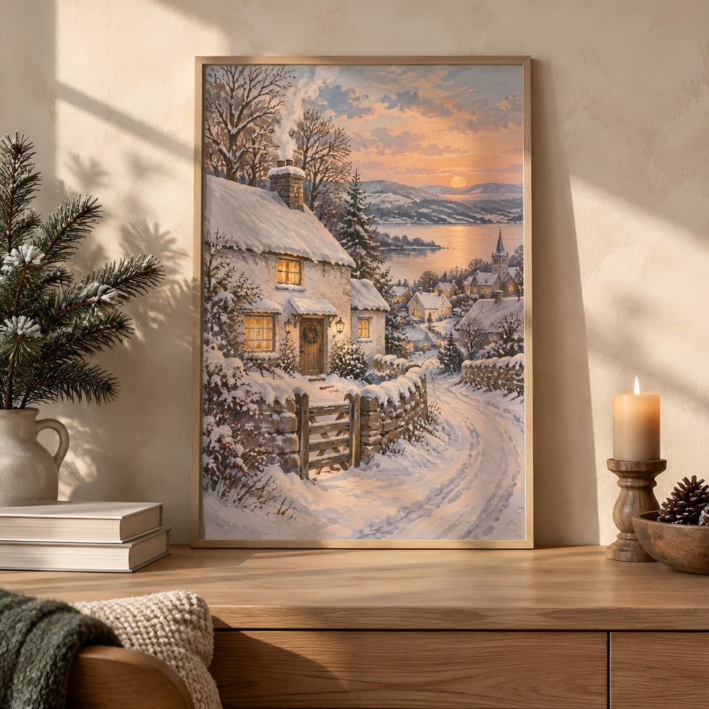 Winter Frame Mockup Bundle — 40 Vertical White and Wool Wall Art PSD Mockups: mockup scene 16 of 40