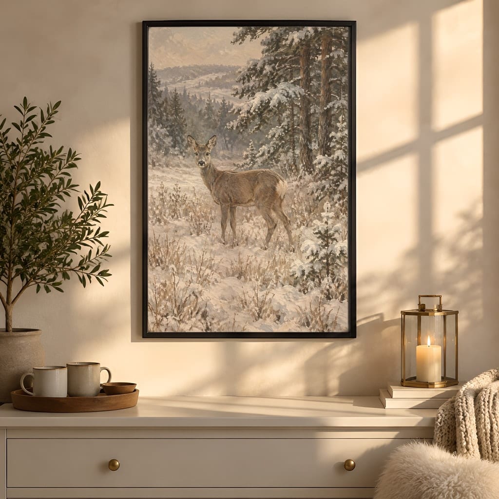 Winter Frame Mockup Bundle — 40 Vertical White and Wool Wall Art PSD Mockups: mockup scene 17 of 40