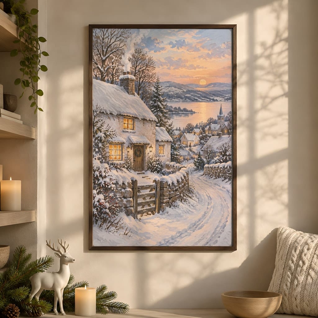 Winter Frame Mockup Bundle — 40 Vertical White and Wool Wall Art PSD Mockups: mockup scene 18 of 40