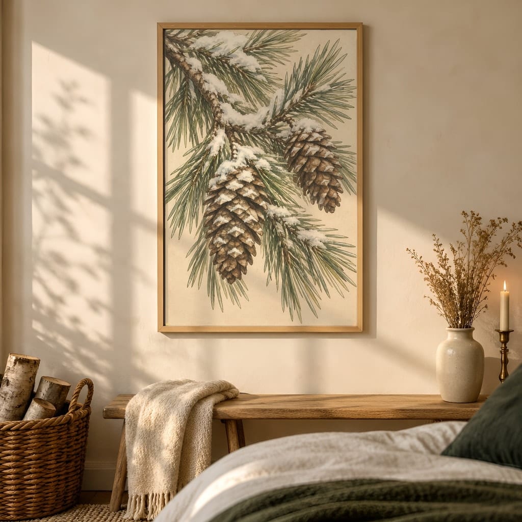 Winter Frame Mockup Bundle — 40 Vertical White and Wool Wall Art PSD Mockups: mockup scene 19 of 40