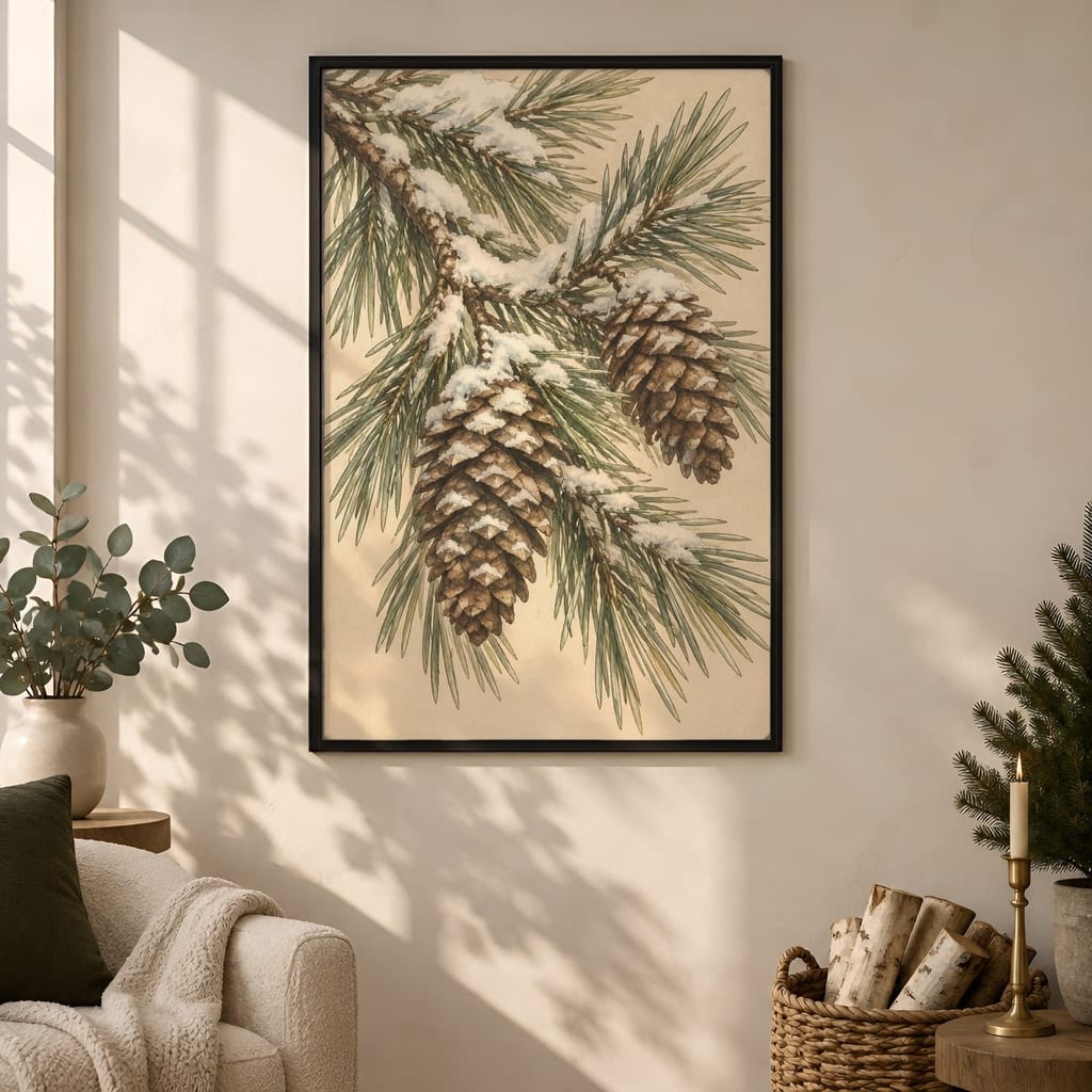 Winter Frame Mockup Bundle — 40 Vertical White and Wool Wall Art PSD Mockups: mockup scene 2 of 40