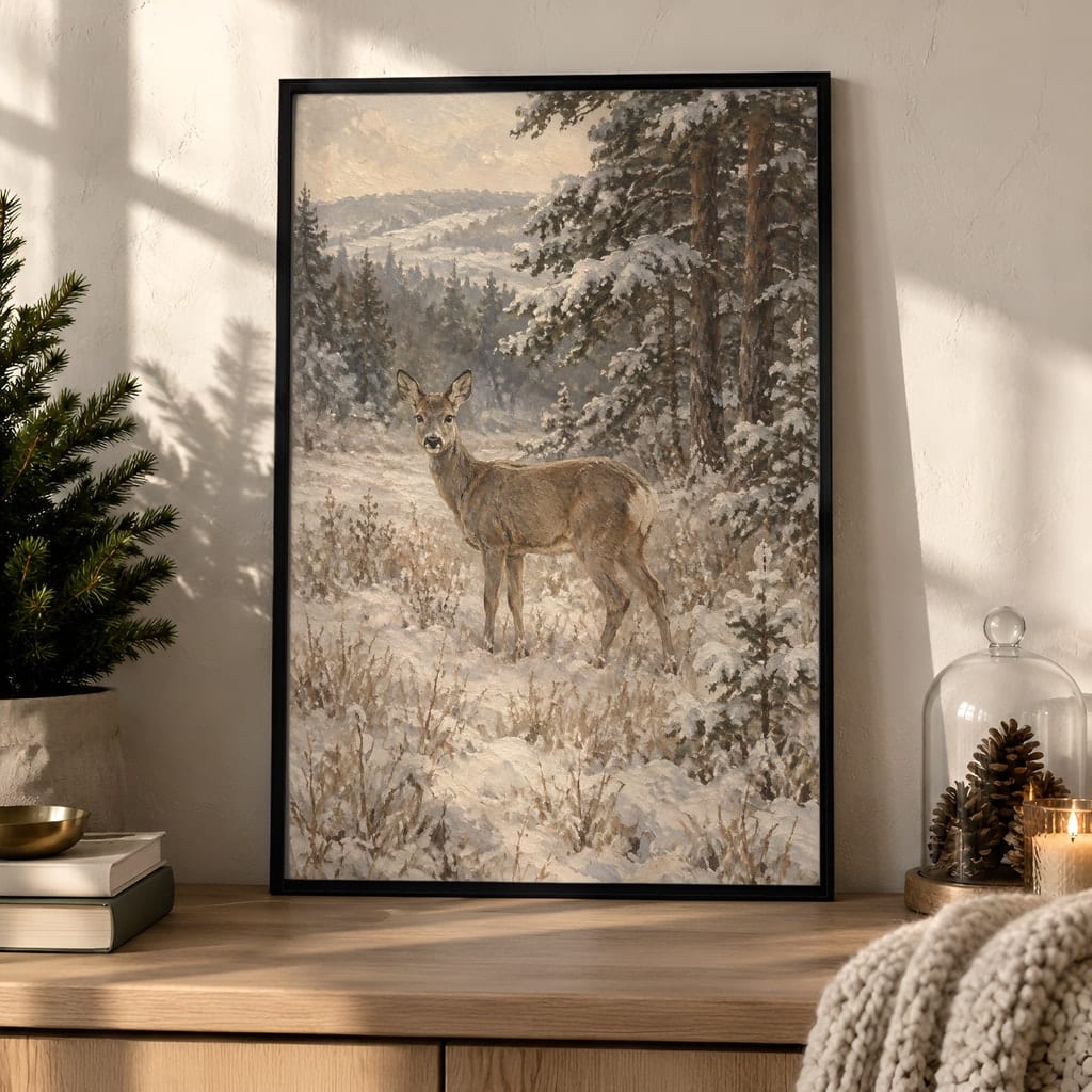 Winter Frame Mockup Bundle — 40 Vertical White and Wool Wall Art PSD Mockups: mockup scene 20 of 40