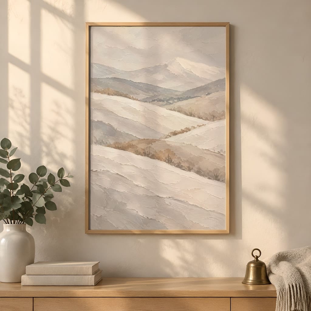 Winter Frame Mockup Bundle — 40 Vertical White and Wool Wall Art PSD Mockups: mockup scene 24 of 40