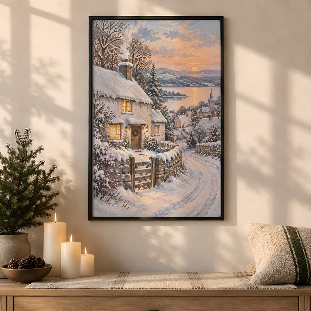 Winter Frame Mockup Bundle — 40 Vertical White and Wool Wall Art PSD Mockups: mockup scene 25 of 40