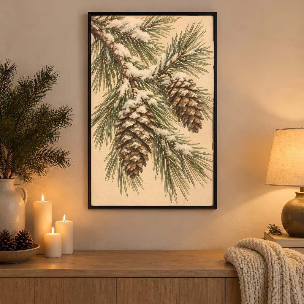 Winter Frame Mockup Bundle — 40 Vertical White and Wool Wall Art PSD Mockups: mockup scene 27 of 40