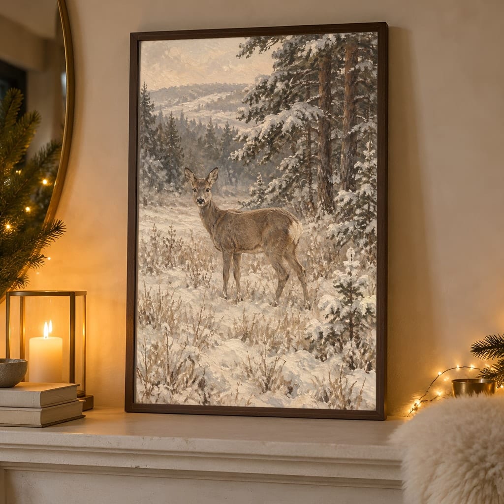 Winter Frame Mockup Bundle — 40 Vertical White and Wool Wall Art PSD Mockups: mockup scene 28 of 40