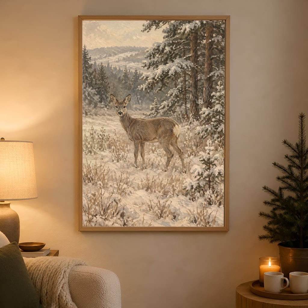 Winter Frame Mockup Bundle — 40 Vertical White and Wool Wall Art PSD Mockups: mockup scene 29 of 40