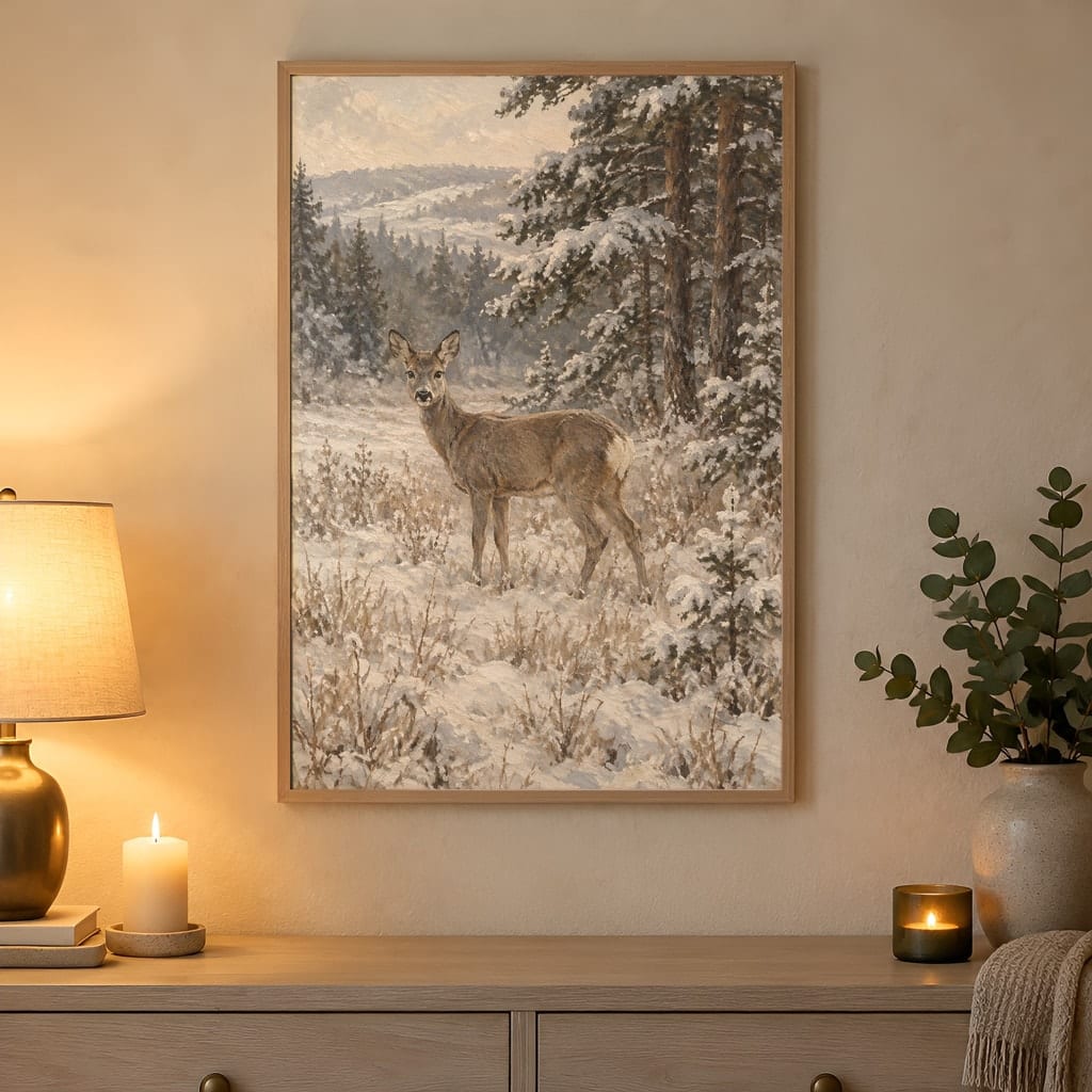 Winter Frame Mockup Bundle — 40 Vertical White and Wool Wall Art PSD Mockups: mockup scene 31 of 40