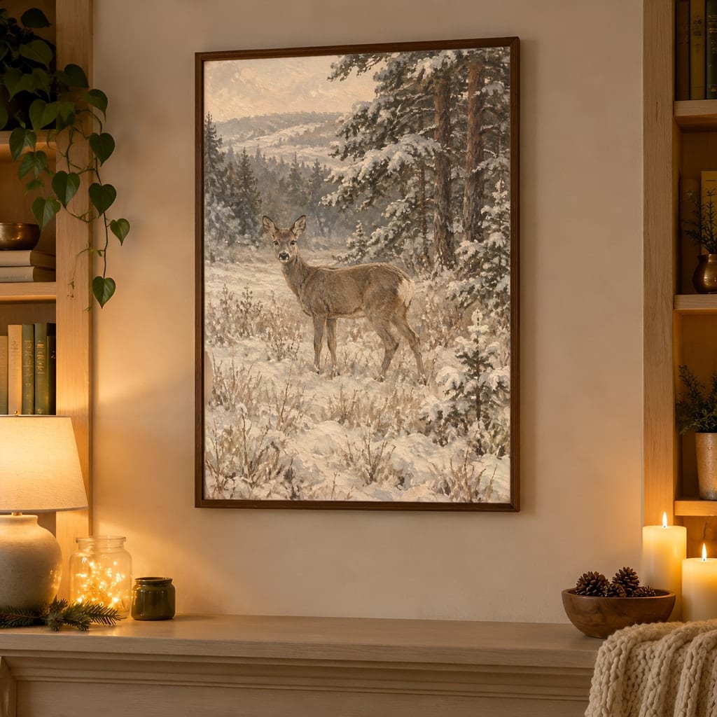 Winter Frame Mockup Bundle — 40 Vertical White and Wool Wall Art PSD Mockups: mockup scene 33 of 40